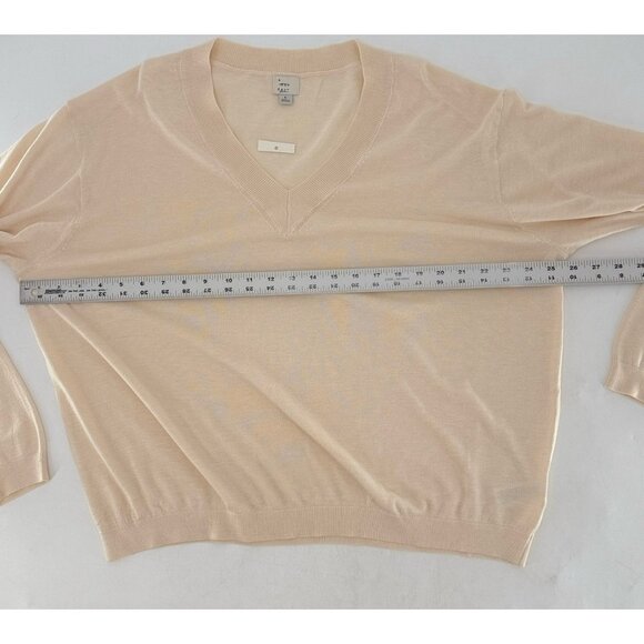 NWT‎ A New Day Ivory Bone Lightweight Knit V Neck Sweater Sz L Minimalist Simple - Picture 8 of 8